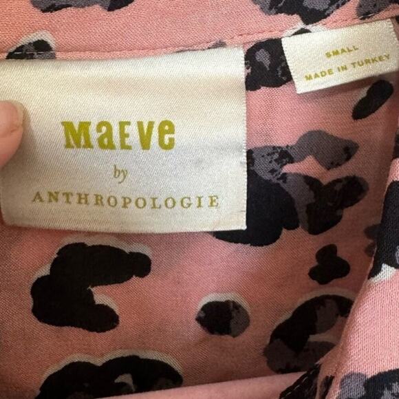 Maeve By Anthropologie Rita Blouse Tunic Leopard Print Pink Black Size Small - Picture 7 of 11